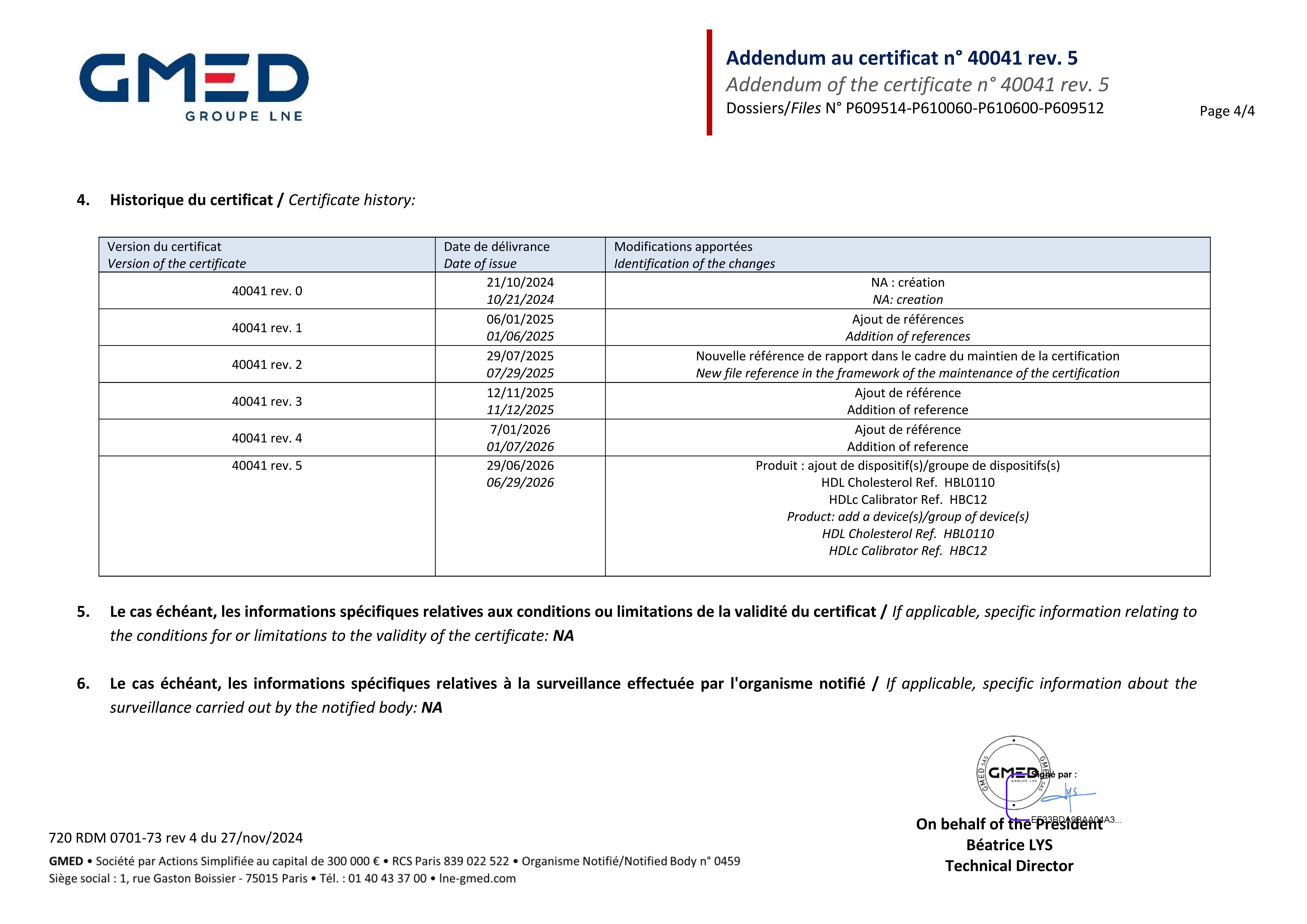 Notified Body Certificate